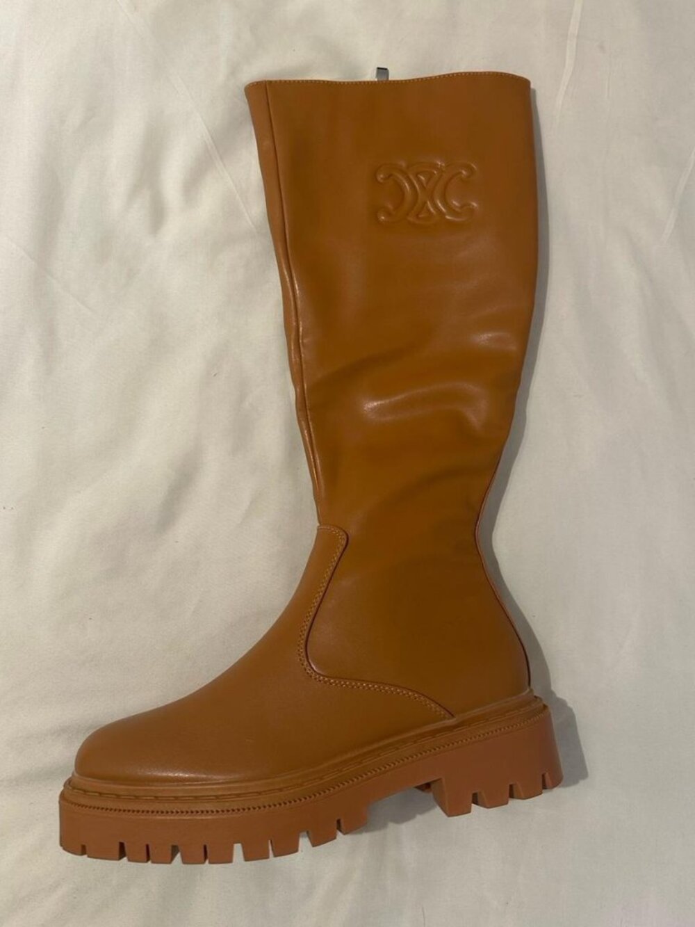 Lemonade Women's MONTEY Camel Round Toe Chunky Sole Knee High Boots Size 7